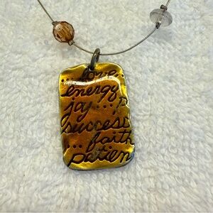 Chico’s Gold and Brown Inspirational Pendant Necklace